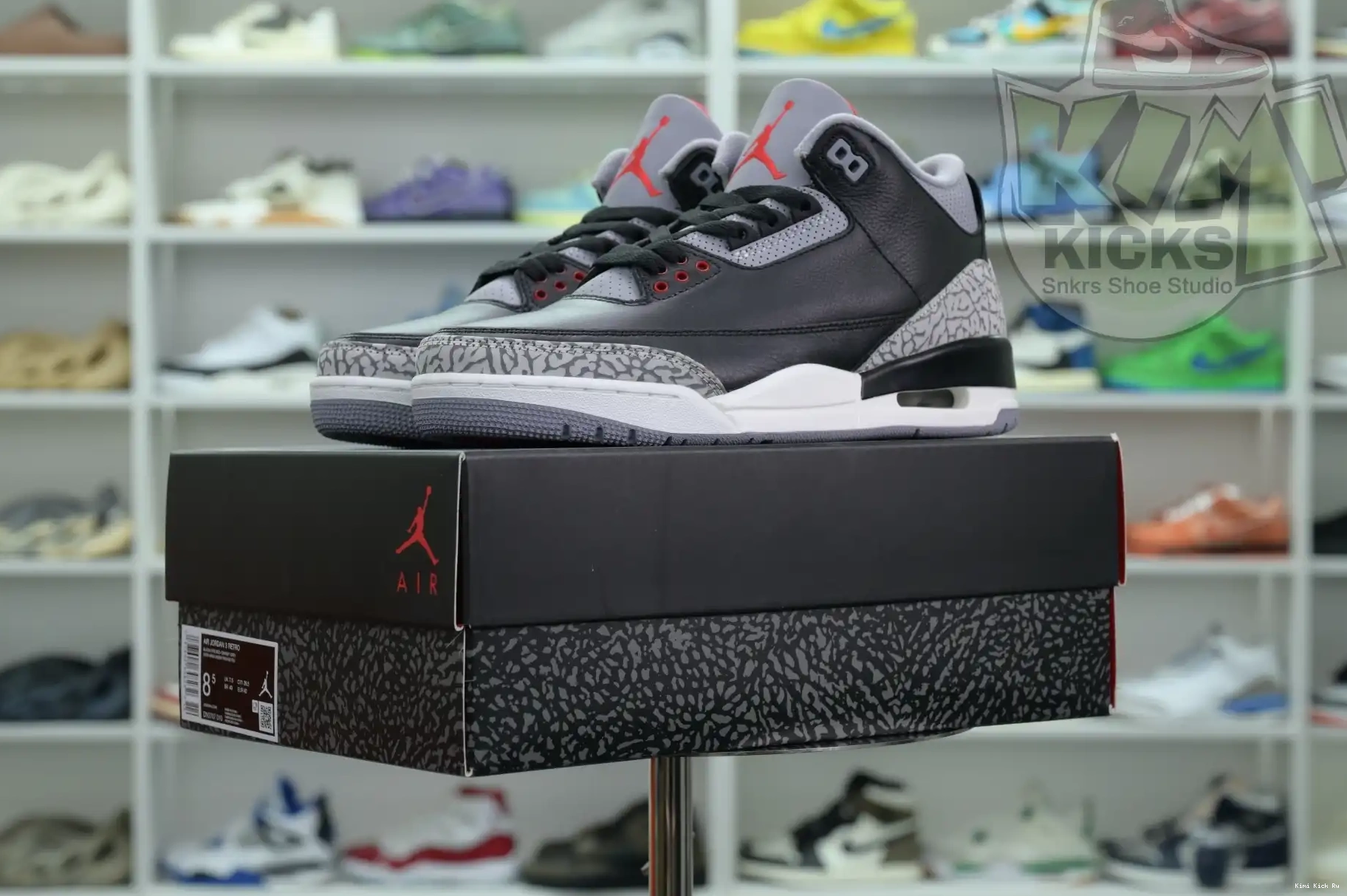Kimikick Jordan Air Reimagined” 3“Black Cement 0822